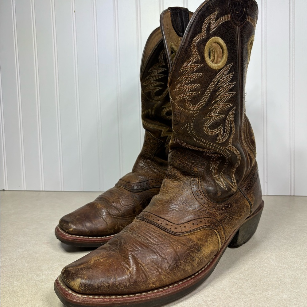 Weathered Leather Ariat Western Cowboy Boots men’s Sz 11.5 EE